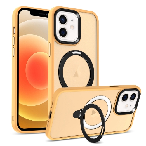 

For iPhone 12 MagSafe Holder Skin-feel PC Hybrid TPU Phone Case(Orange)
