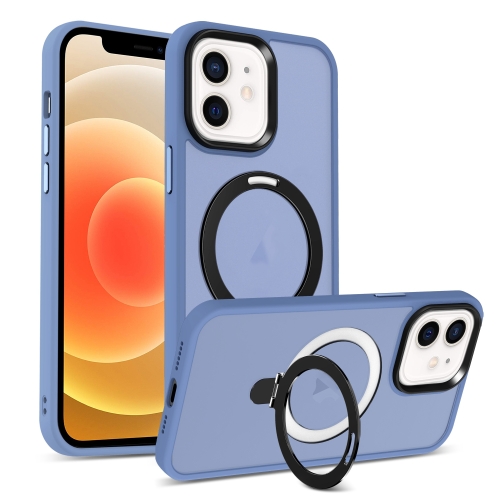 For iPhone 12 MagSafe Holder Skin-feel PC Hybrid TPU Phone Case(Blue) гидрогелевая пленка luxcase для samsung galaxy s7 edge 0 14mm back matte 86268