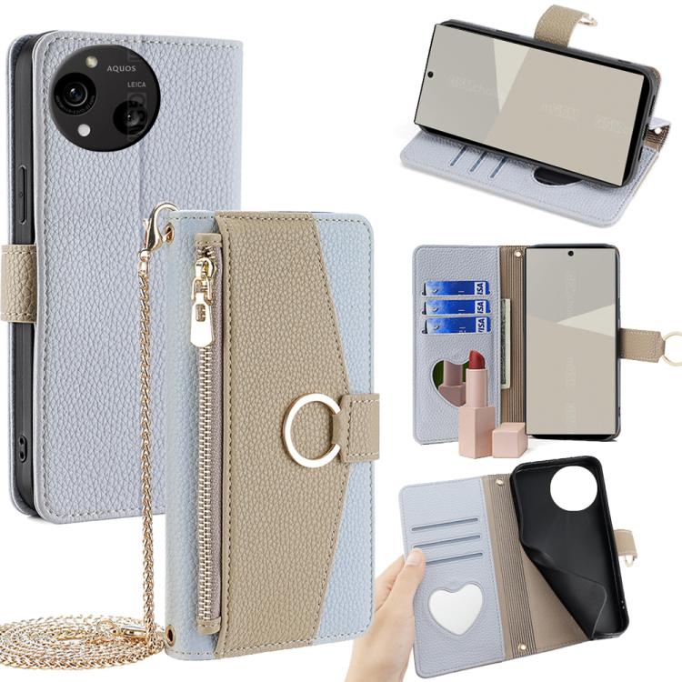 

For Sharp Aquos R10 Crossbody Litchi Texture Leather Phone Case(Blue)