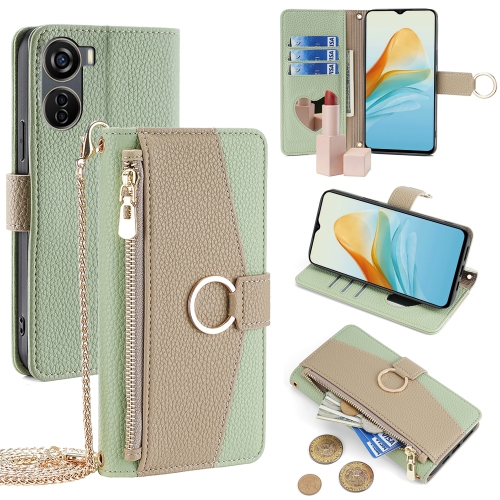 

For ZTE Axon 40 Lite 4G Crossbody Litchi Texture Leather Phone Case(Green)