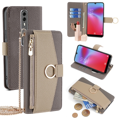 

For Vodafone Smart V10 VFD730 Crossbody Litchi Texture Leather Phone Case(Grey)