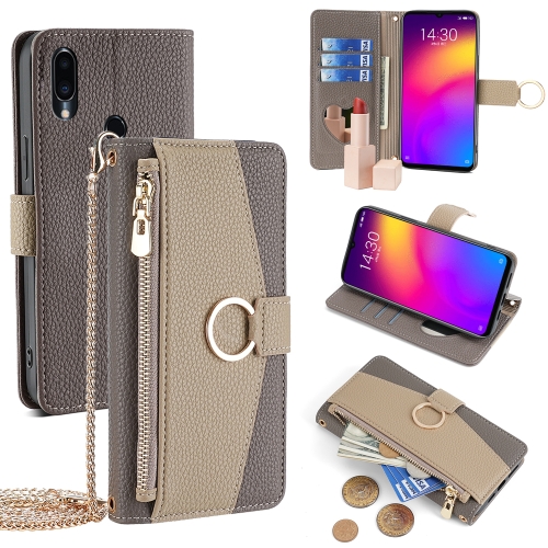 

For Meizu Note 9 Crossbody Litchi Texture Leather Phone Case(Grey)