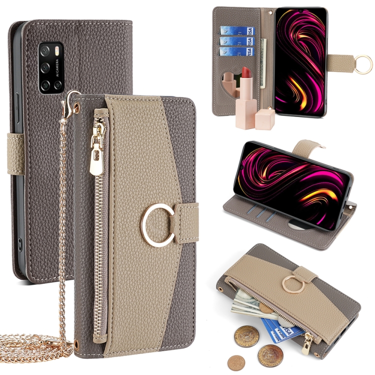 

For Rakuten Big S Crossbody Litchi Texture Leather Phone Case(Grey)
