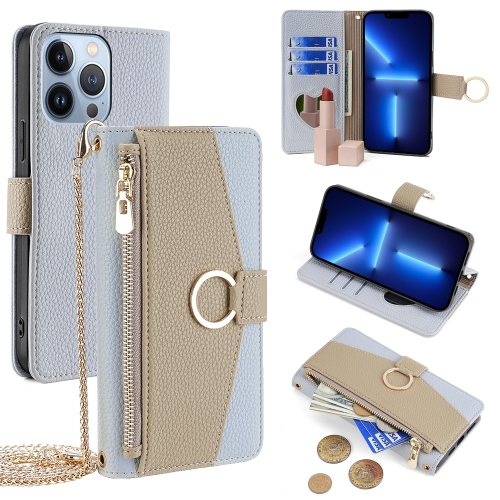 

For iPhone 13 Pro Crossbody Litchi Texture Leather Phone Case(Blue)