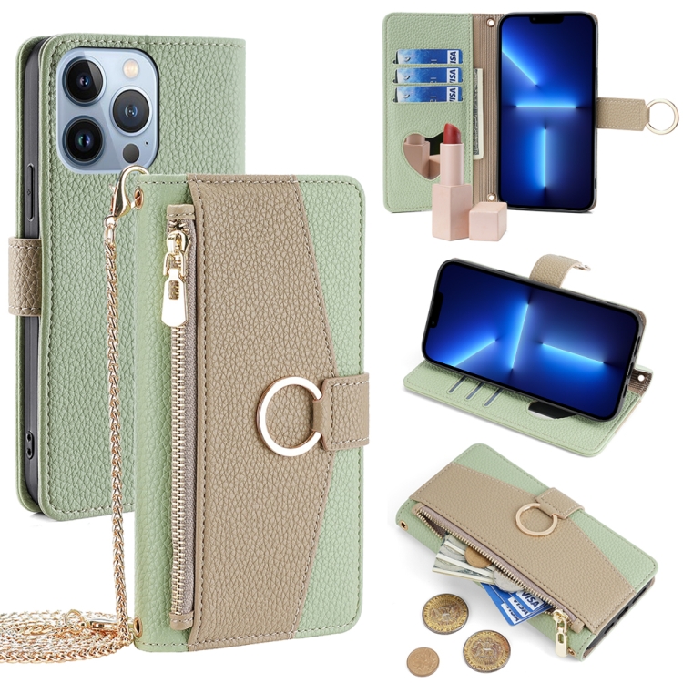 

For iPhone 13 Pro Crossbody Litchi Texture Leather Phone Case(Green)