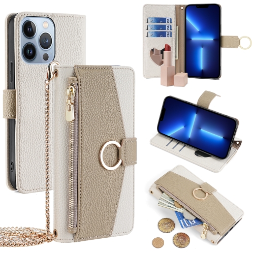 

For iPhone 13 Pro Crossbody Litchi Texture Leather Phone Case(White)