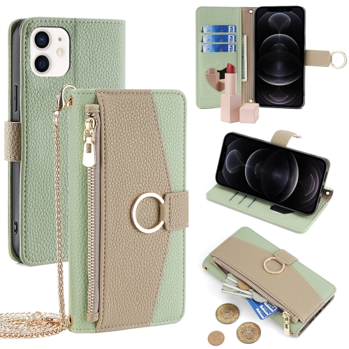 

For iPhone 12 / 12 Pro Crossbody Litchi Texture Leather Phone Case(Green)