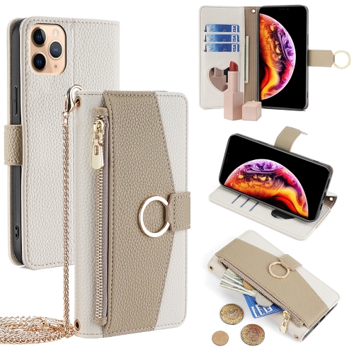 

For iPhone 11 Pro Max Crossbody Litchi Texture Leather Phone Case(White)