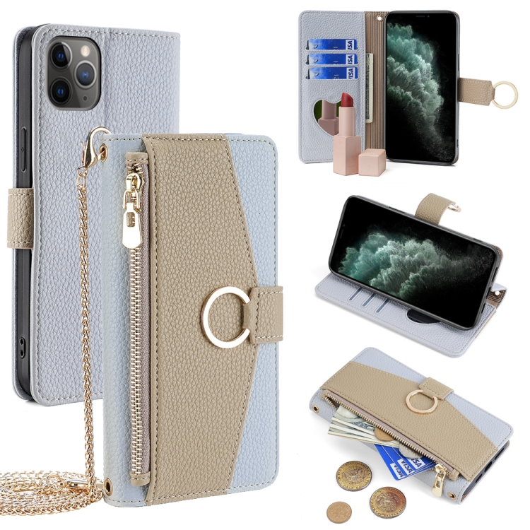 

For iPhone 11 Pro Crossbody Litchi Texture Leather Phone Case(Blue)