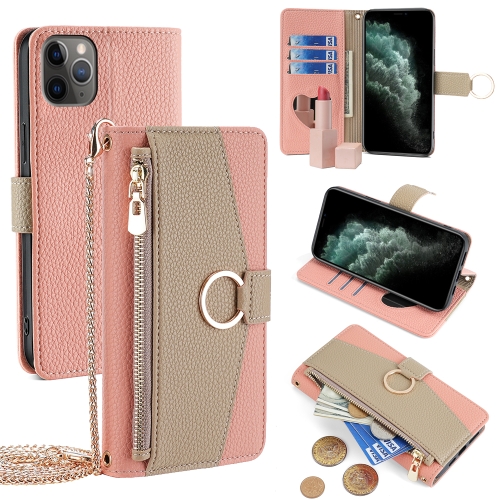 

For iPhone 11 Pro Crossbody Litchi Texture Leather Phone Case(Pink)