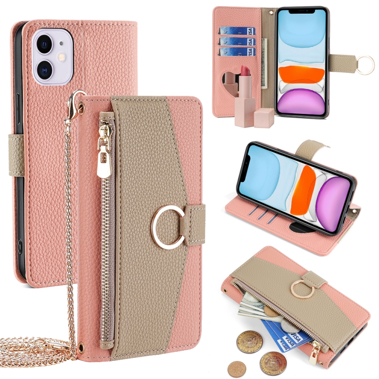 

For iPhone 11 Crossbody Litchi Texture Leather Phone Case(Pink)