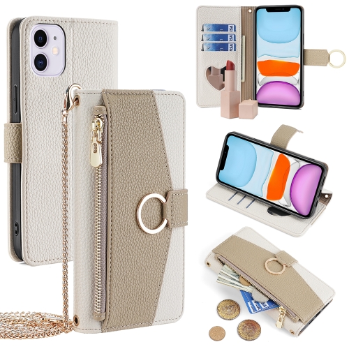 

For iPhone 11 Crossbody Litchi Texture Leather Phone Case(White)