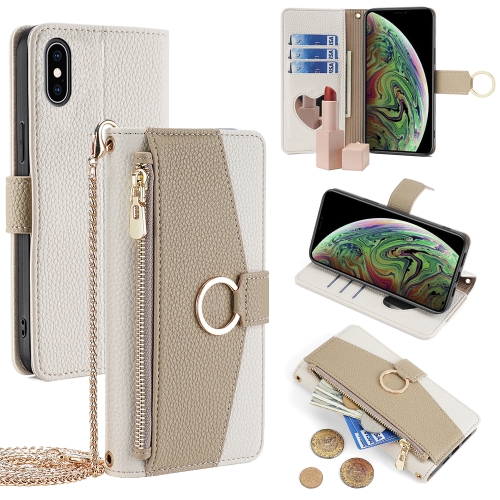 

For iPhone XS Max Crossbody Litchi Texture Leather Phone Case(White)