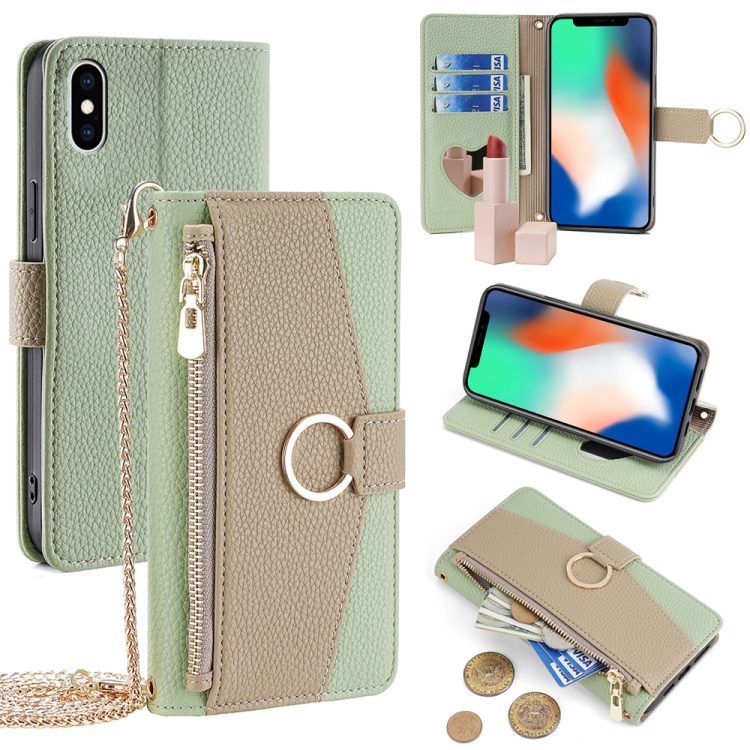 

For iPhone X / XS Crossbody Litchi Texture Leather Phone Case(Green)