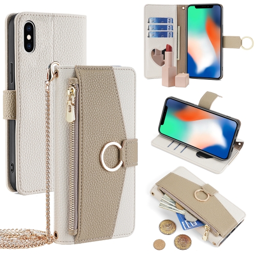 

For iPhone X / XS Crossbody Litchi Texture Leather Phone Case(White)