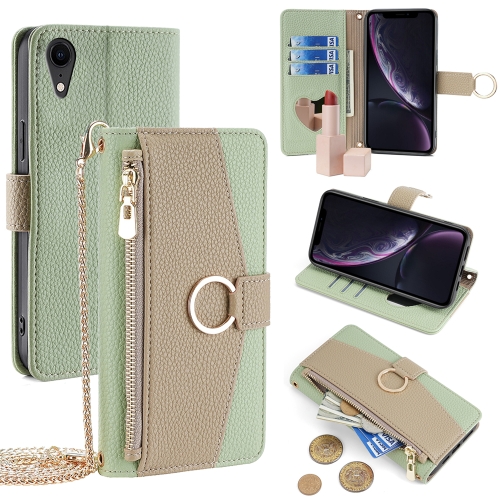 

For iPhone XR Crossbody Litchi Texture Leather Phone Case(Green)