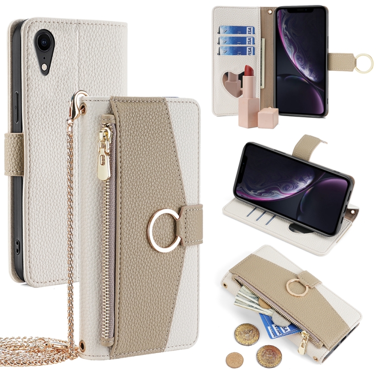 

For iPhone XR Crossbody Litchi Texture Leather Phone Case(White)