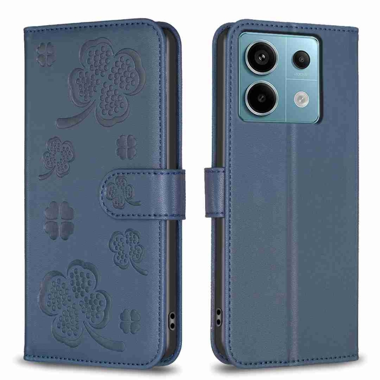 

For Xiaomi Redmi Note 13 Pro 5G Four-leaf Embossed Leather Phone Case(Blue)