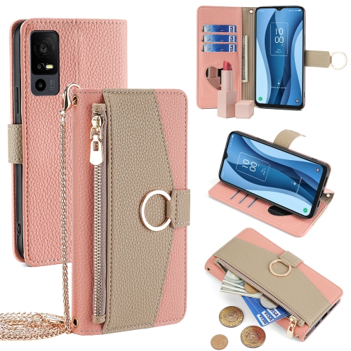 

For TCL 40 XE 5G / 40 X 5G T601D Crossbody Litchi Texture Leather Phone Case(Pink)