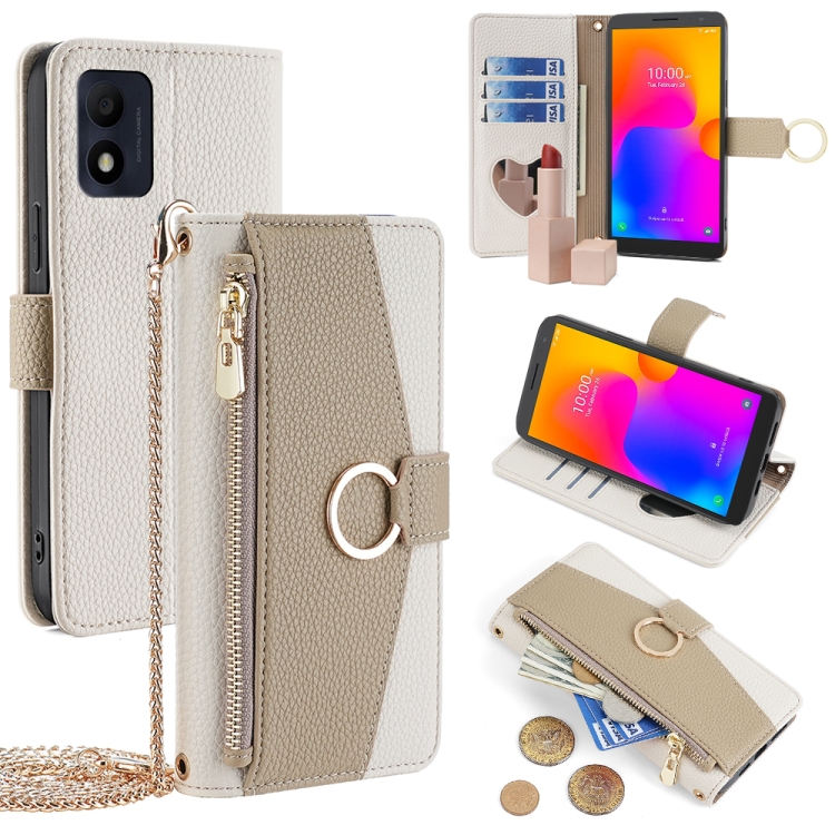 

For Alcatel 1B 2022 Crossbody Litchi Texture Leather Phone Case(White)