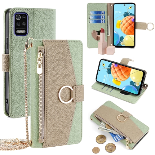 

For LG K52 Crossbody Litchi Texture Leather Phone Case(Green)