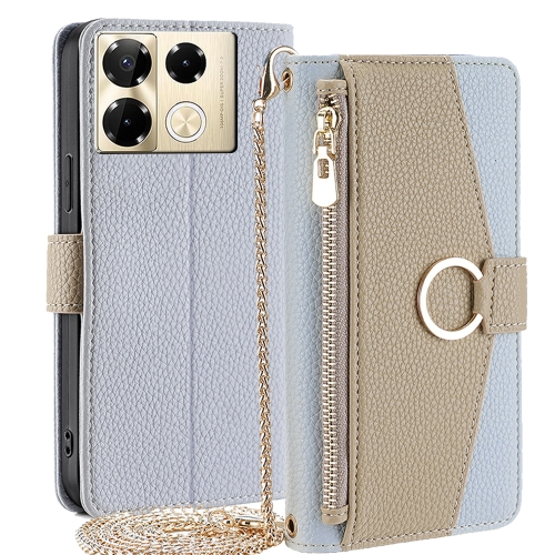 

For Infinix Note 40 Pro 4G Crossbody Litchi Texture Leather Phone Case(Blue)