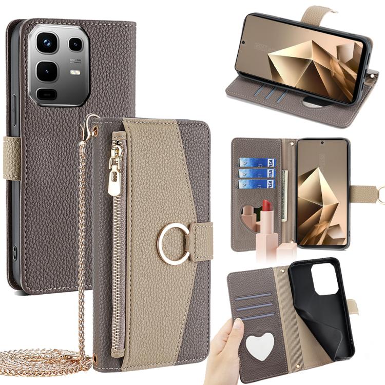 

For Infinix Note 50 4G Crossbody Litchi Texture Leather Phone Case(Grey)