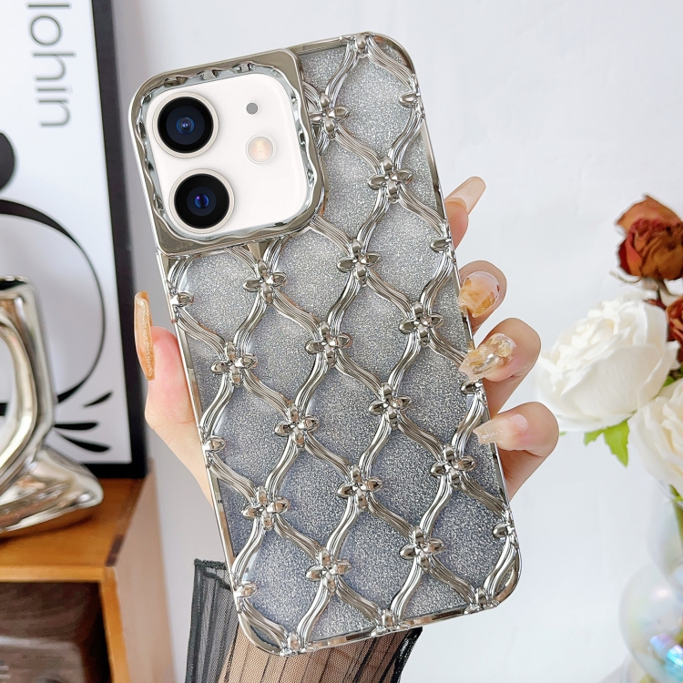 

For iPhone 11 Star Flower Electroplated TPU Phone Case with Gradient Glitter Paper(Silver)