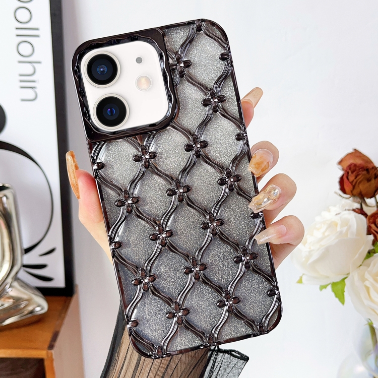 

For iPhone 11 Star Flower Electroplated TPU Phone Case with Gradient Glitter Paper(Black)