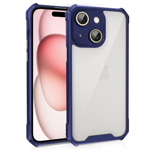 

For iPhone 15 Plus Shockproof Acrylic Phone Case with Lens Glass Film(Blue)