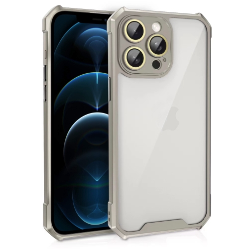 

For iPhone 12 Pro Max Shockproof Acrylic Phone Case with Lens Glass Film(Grey)