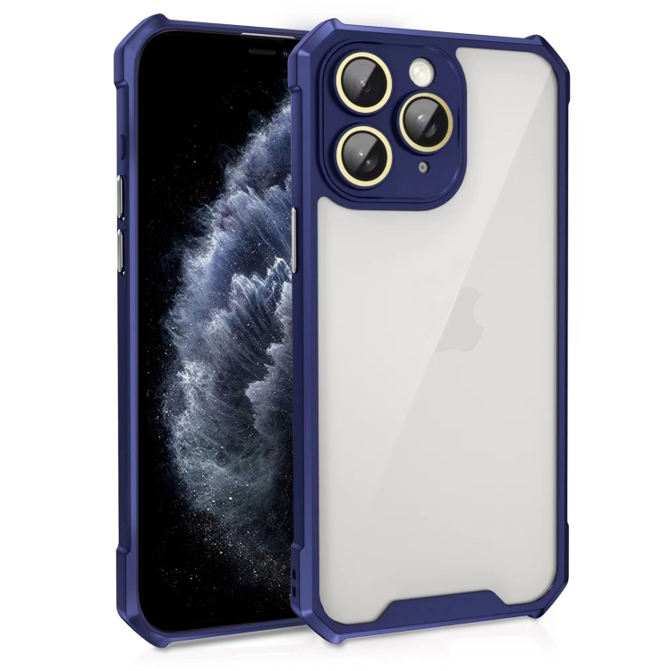 

For iPhone 11 Pro Max Shockproof Acrylic Phone Case with Lens Glass Film(Blue)