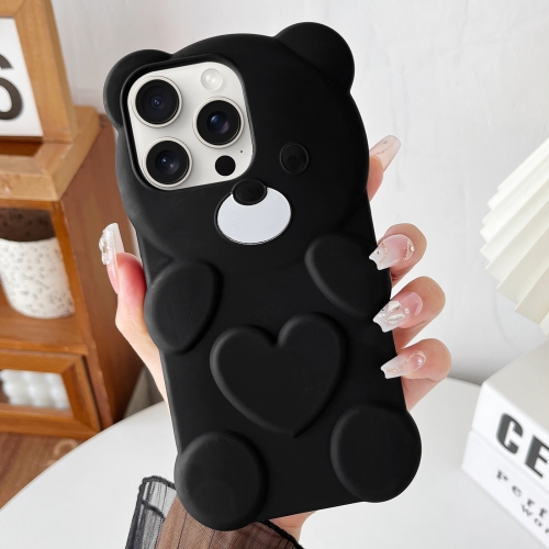 

For iPhone 13 Pro Max Bear Shape Oil-sprayed TPU Phone Case(Black)