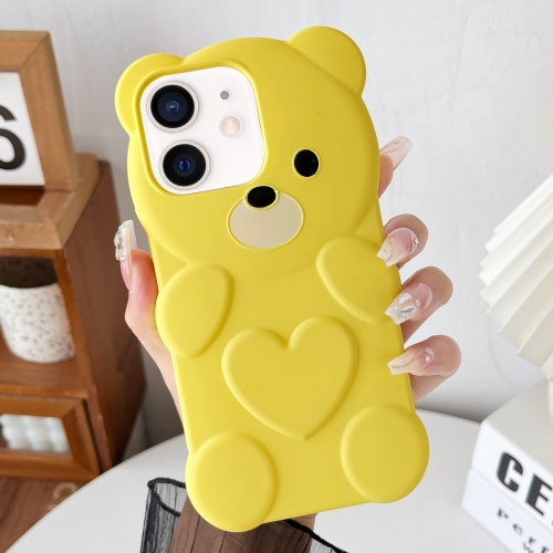

For iPhone 12 Bear Shape Oil-sprayed TPU Phone Case(Yellow)
