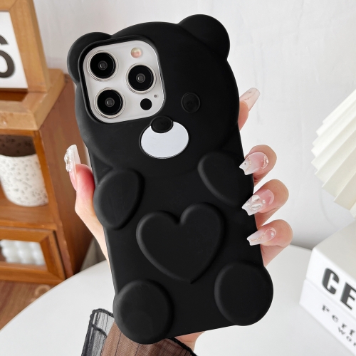 

For iPhone 12 Pro Max Bear Shape Oil-sprayed TPU Phone Case(Black)