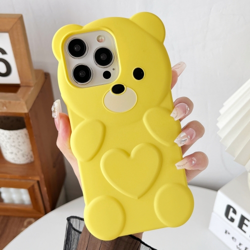 

For iPhone 12 Pro Max Bear Shape Oil-sprayed TPU Phone Case(Yellow)