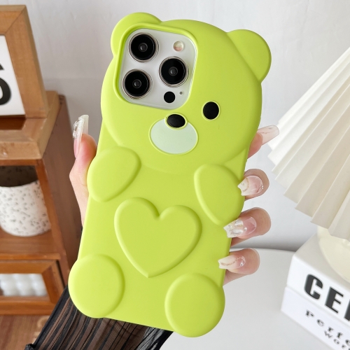 

For iPhone 12 Pro Bear Shape Oil-sprayed TPU Phone Case(Green)