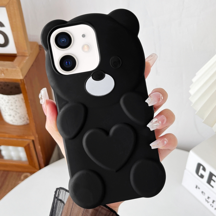 

For iPhone 11 Bear Shape Oil-sprayed TPU Phone Case(Black)