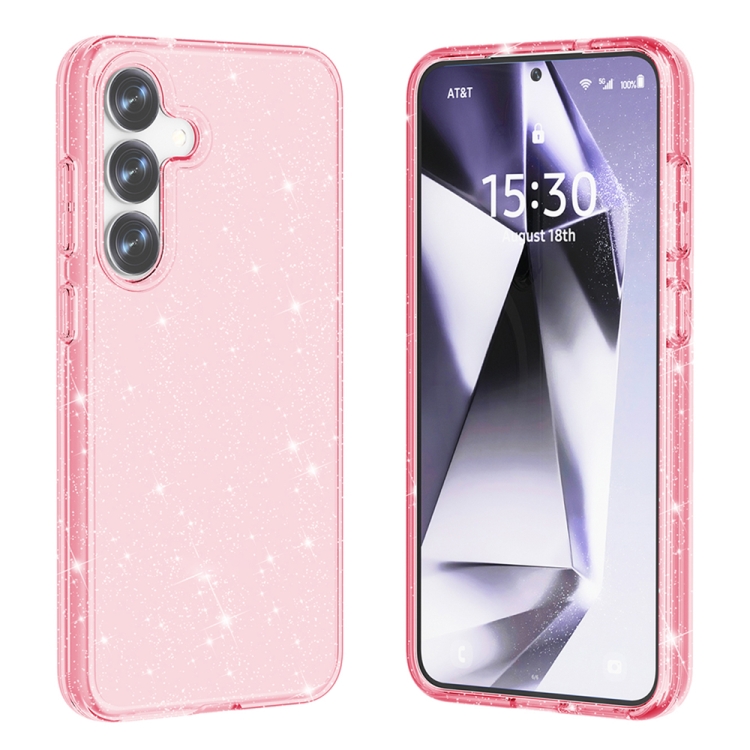 

For Samsung Galaxy S25+ 5G Shockproof Terminator Glitter Powder Phone Case(Pink)