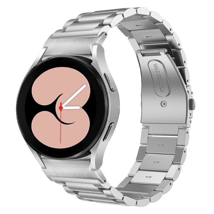 

For Samsung Galaxy Watch 6 Quick Release Button Three-bead Stainless Steel Watch Band(Silver)