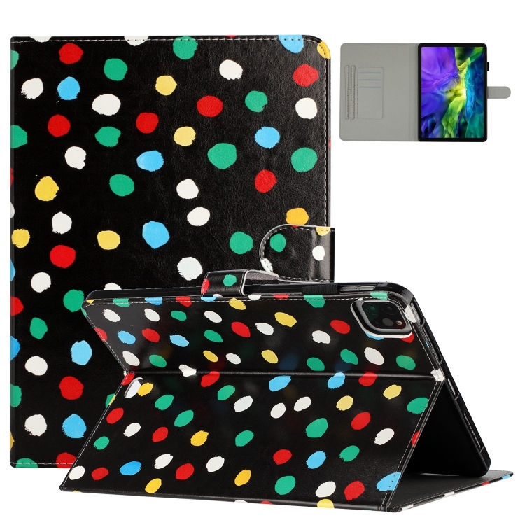 

For iPad 10th Gen 10.9 2022 Dot Pattern Leather Smart Tablet Case(Black Colorful)