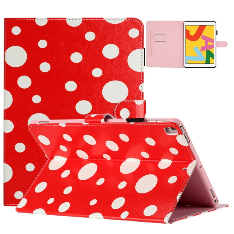 

For iPad 10.2 2021 / 2020 / 10.5 2019 Dot Pattern Leather Smart Tablet Case(Red White)