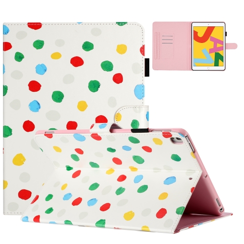 

For iPad 10.2 2021 / 2020 / 10.5 2019 Dot Pattern Leather Smart Tablet Case(White Colorful Dot)