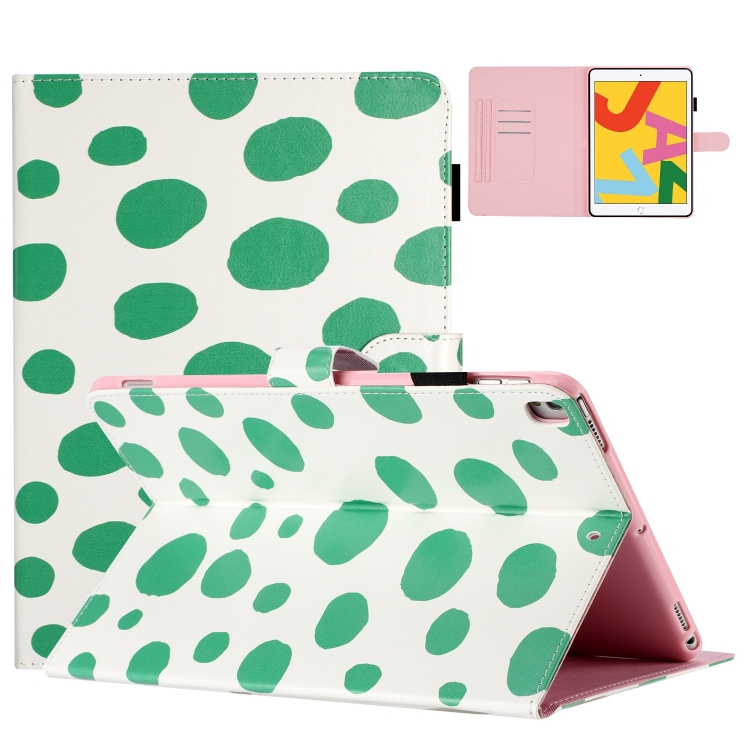 

For iPad 10.2 2021 / 2020 / 10.5 2019 Dot Pattern Leather Smart Tablet Case(White Green Dot)