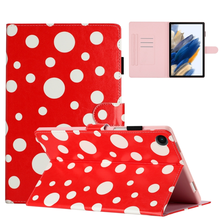 

For Samsung Galaxy Tab A8 10.5 2021 X200 Dot Pattern Leather Smart Tablet Case(Red White)