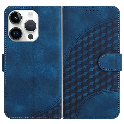 

For iPhone 15 Pro YX0060 Elephant Head Embossed Phone Leather Case with Lanyard(Royal Blue)