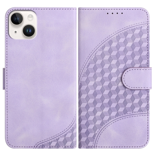 

For iPhone 15 Plus YX0060 Elephant Head Embossed Phone Leather Case with Lanyard(Light Purple)