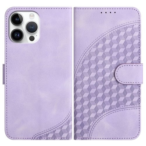 

For iPhone 13 Pro Max YX0060 Elephant Head Embossed Phone Leather Case with Lanyard(Light Purple)