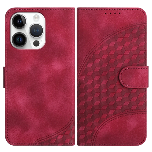 

For iPhone 13 Pro YX0060 Elephant Head Embossed Phone Leather Case with Lanyard(Rose Red)