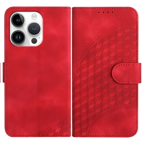 

For iPhone 13 Pro YX0060 Elephant Head Embossed Phone Leather Case with Lanyard(Red)